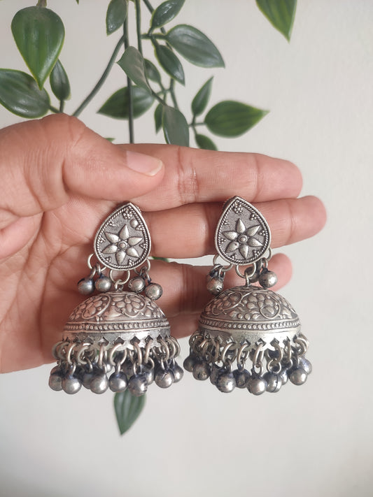 Bhavya Brass  Stud Jhumkis