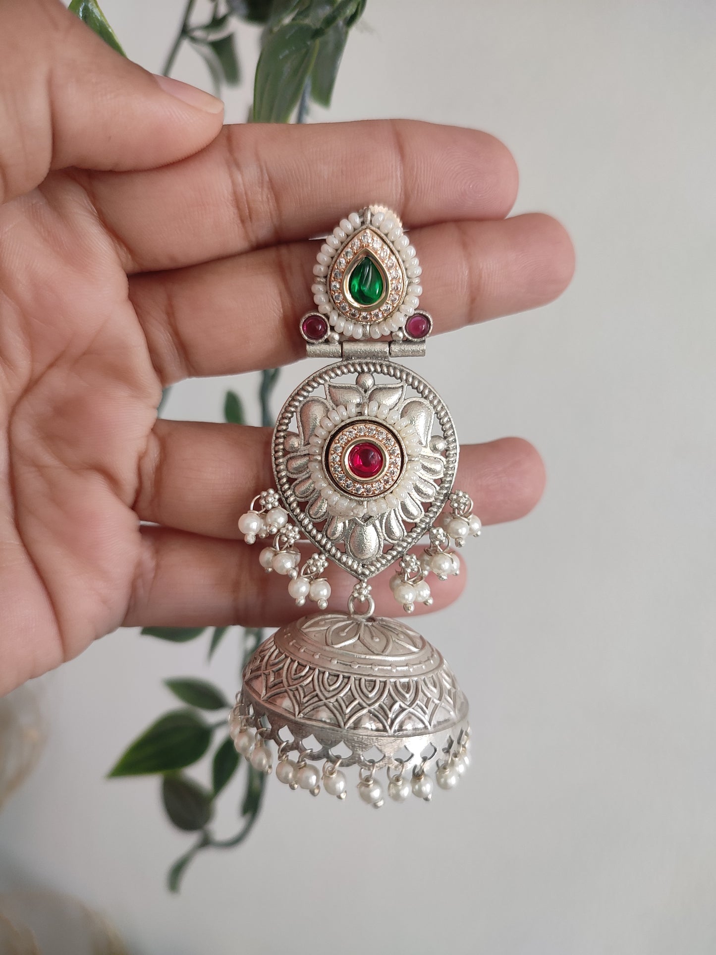 Kundan Stone Brass Earrings Meena