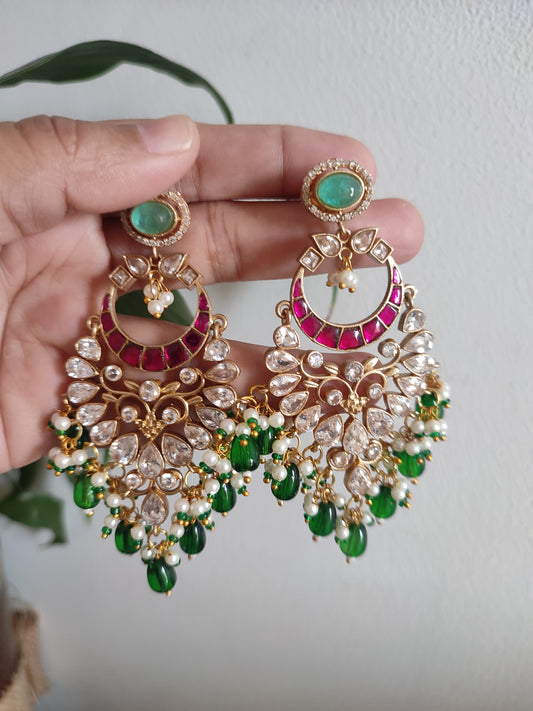 Mornima Ruby and Green  Earrings
