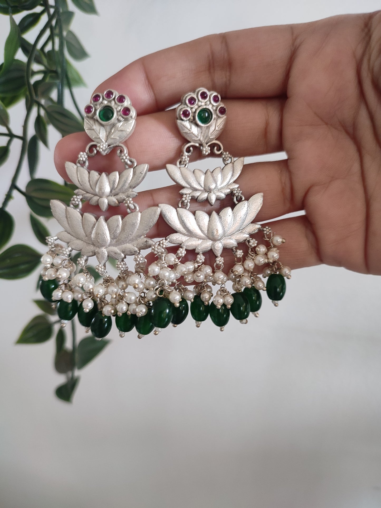 Mrinalini Dangler Brass and Stone Earrings