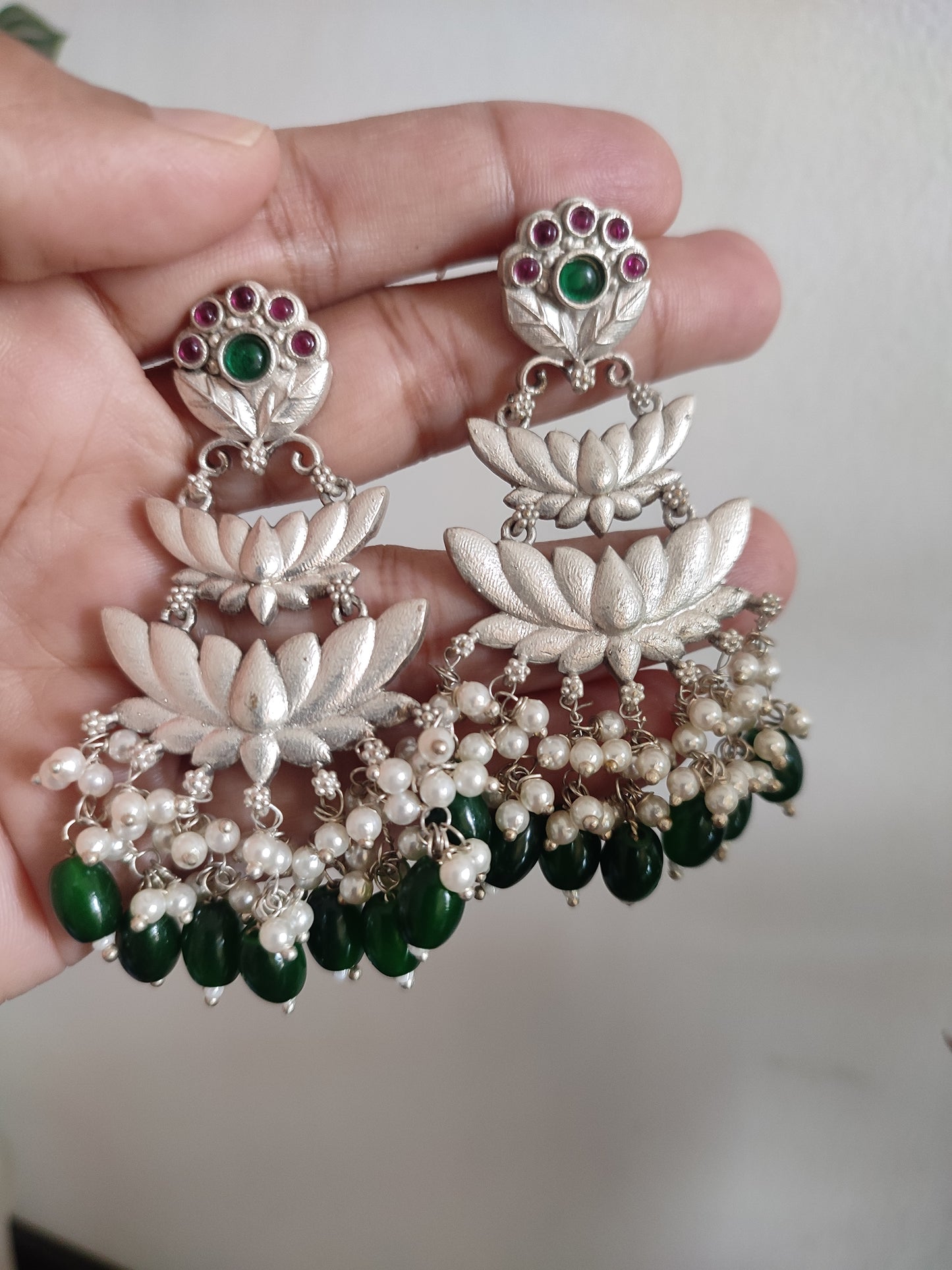 Mrinalini Dangler Brass and Stone Earrings