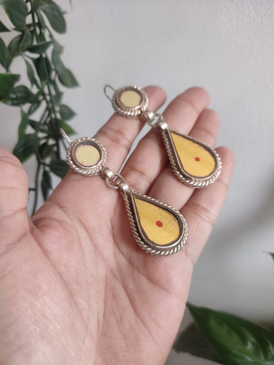 Mala Golden foil Glass Earrings