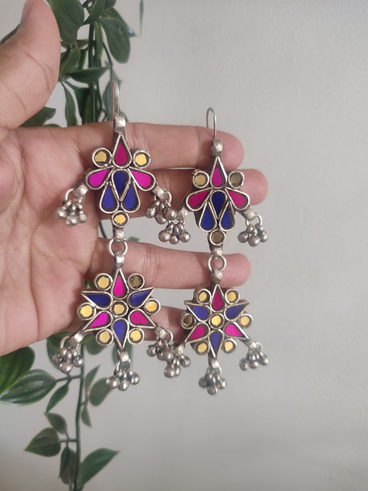 Nadira Long Glass Earrings