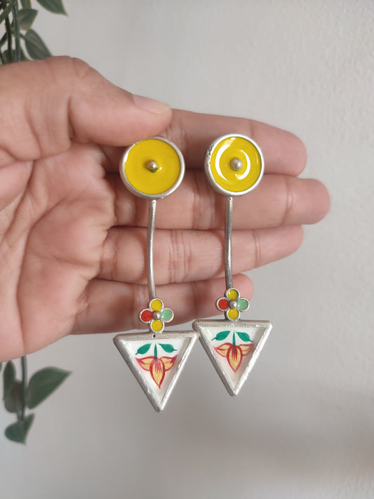 Manya Handpainted Drop Unique Style Stud Earrings