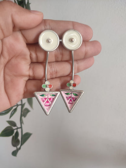 Manya Handpainted Drop Unique Style Stud Earrings