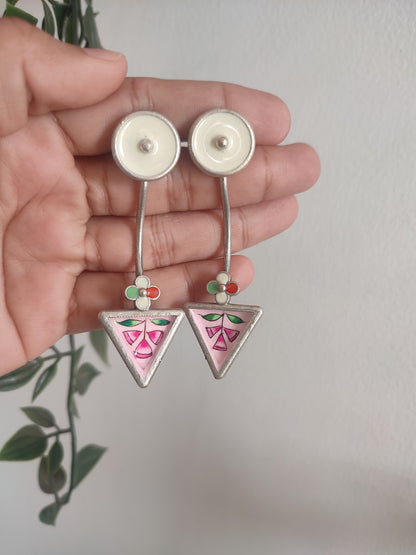 Manya Handpainted Drop Unique Style Stud Earrings
