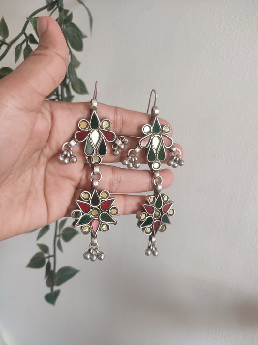 Nadira Long Glass Earrings