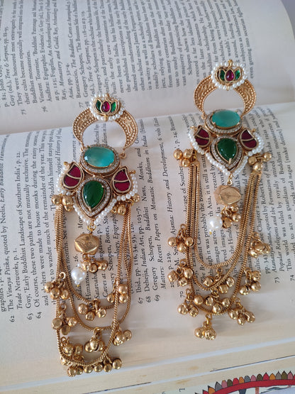 Tarana Kashmiri Long and Heavy Earrings