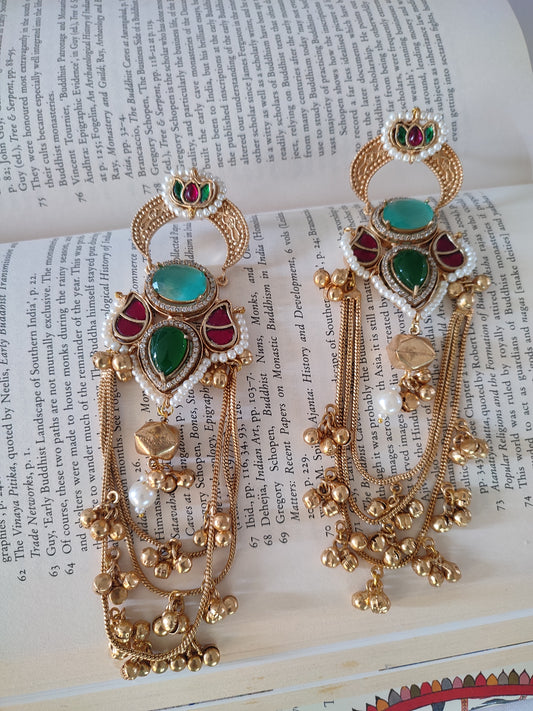 Tarana Kashmiri Long and Heavy Earrings