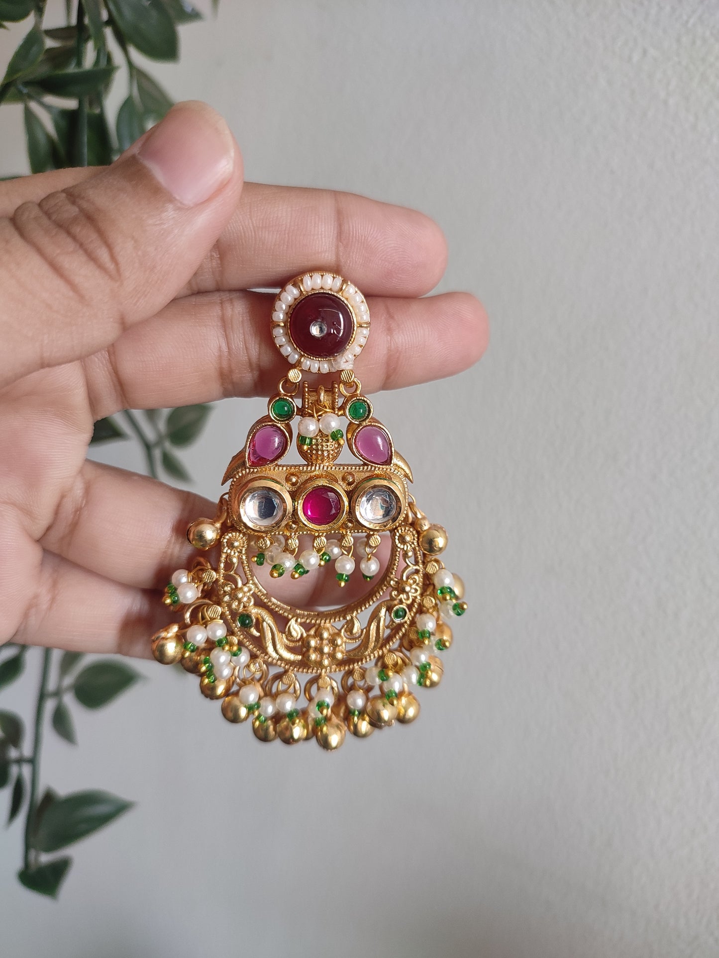 Kundan Mina Earrings