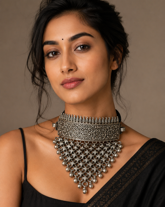 Suma Brass Heavy Choker Necklace