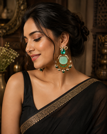 Anjali Big Stone Designer  Heavy Earrings