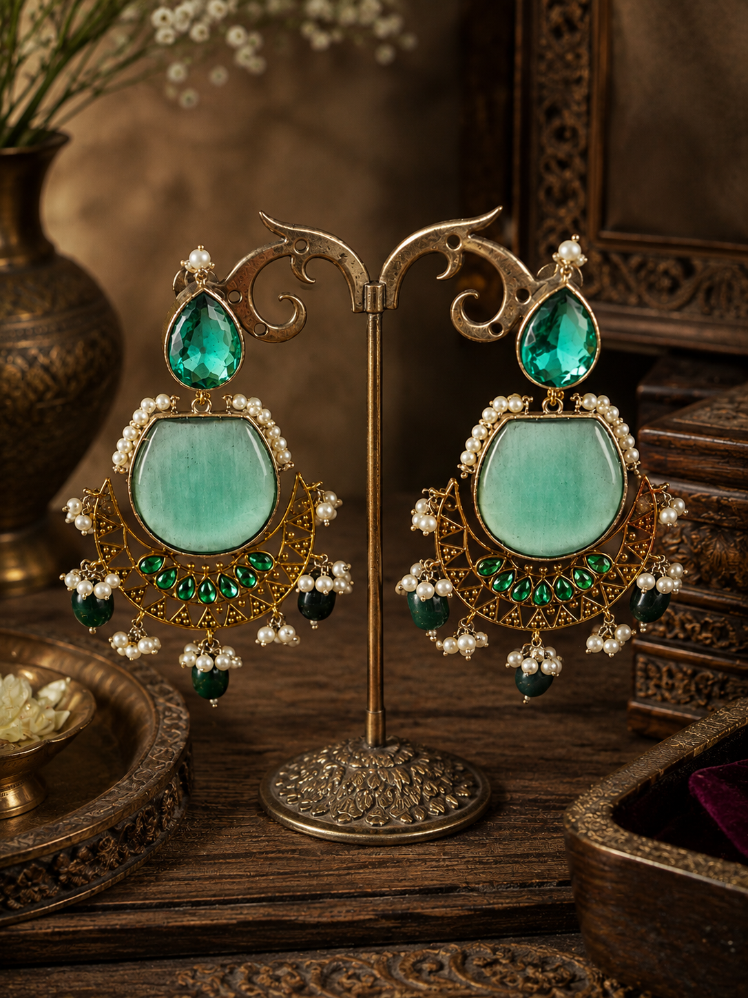 Anjali Big Stone Designer  Heavy Earrings