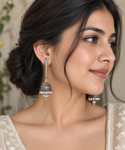 Gulab White Stone Stud Earrings
