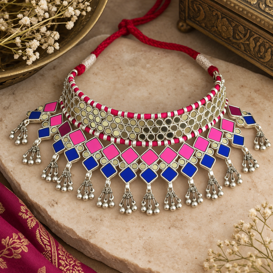 Mohe Heavy Glass Choker Necklace