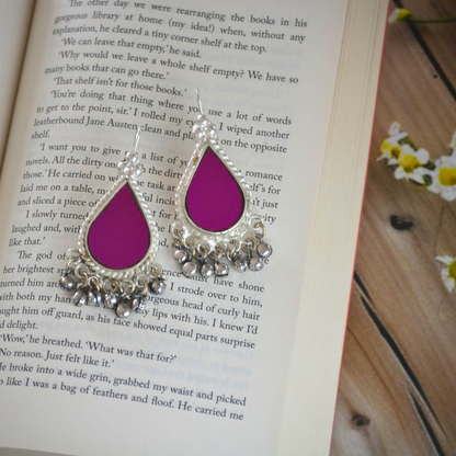 Riya Glass Earrings Rani Pink