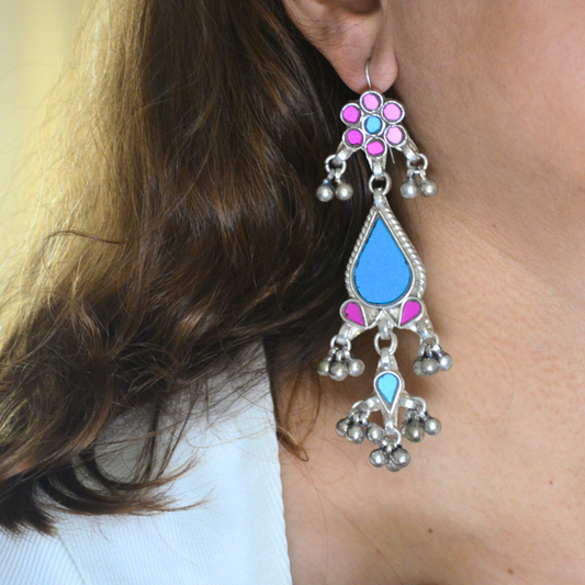 Ragini Long Heavy Glass Earrings
