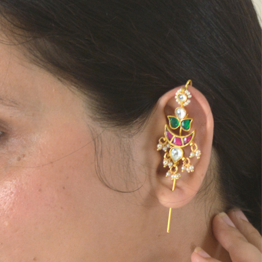Simaya Designer Earcuffs Pachi Kundan - (2 Pieces Comes in Pair)