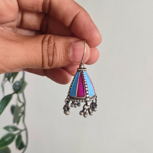 Cute hand painted drop Earrings with ghungroos