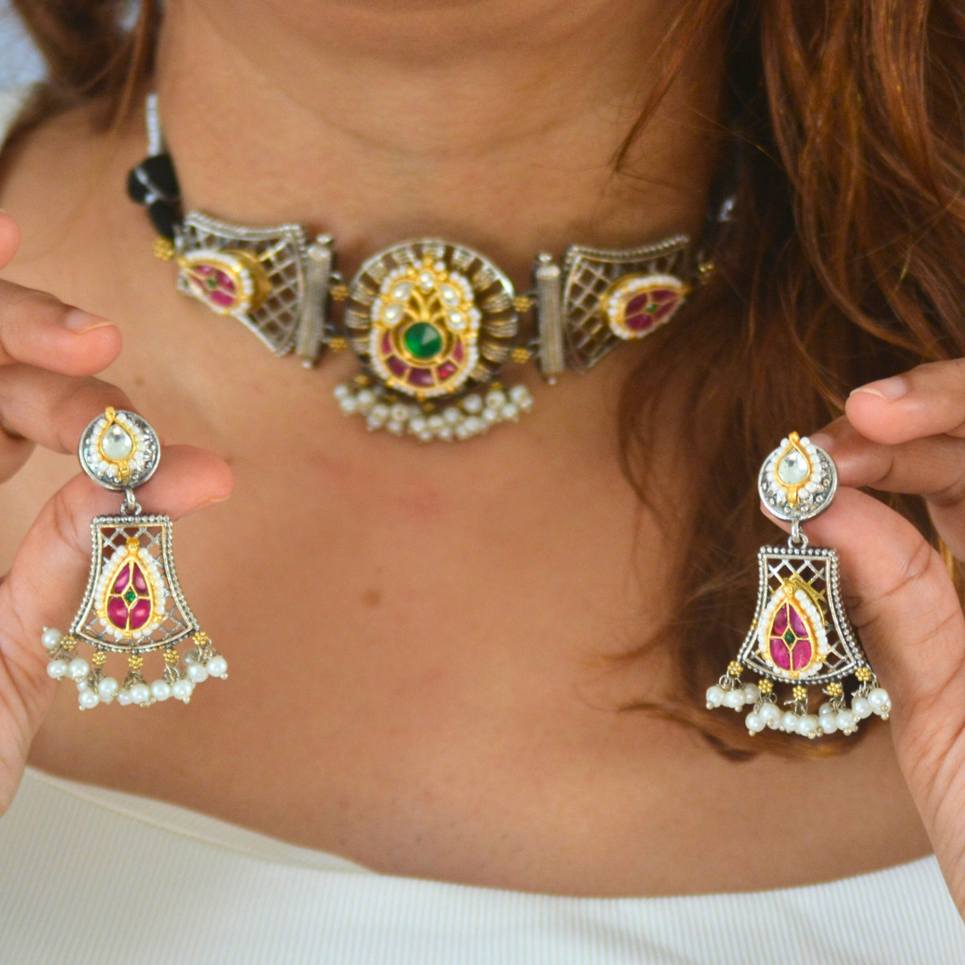Godavari Pachi Kundan Choker Necklace Set
