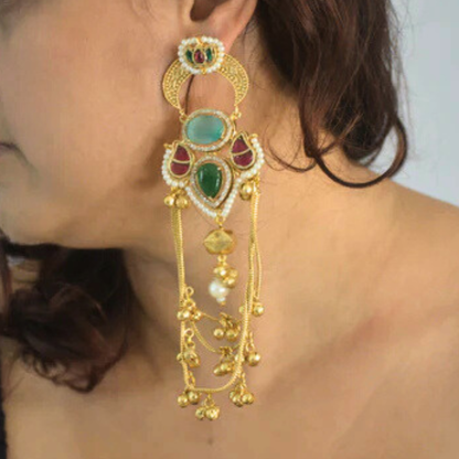 Tarana Kashmiri Long and Heavy Earrings