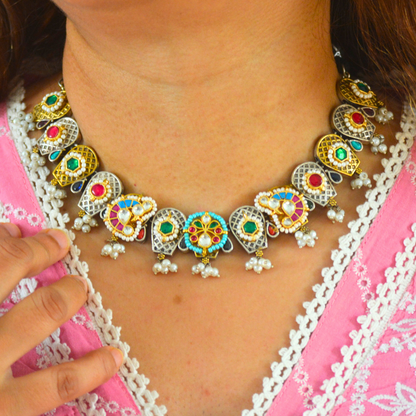 Madhubani Pachi Kundan Necklace Set