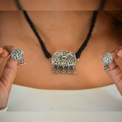 Beena Cute Open Purse style Locket Pendant Set with Earrings