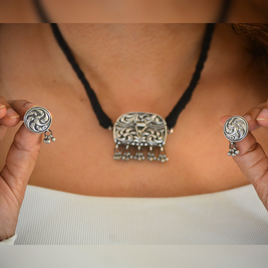Beena Cute Open Purse style Locket Pendant Set with Earrings