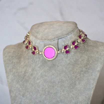 Avira Glass Choker Necklace Raani Pink