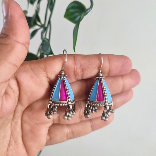 Cute hand painted drop Earrings with ghungroos