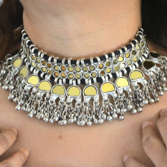 Saumya Golden Glass Choker Necklace