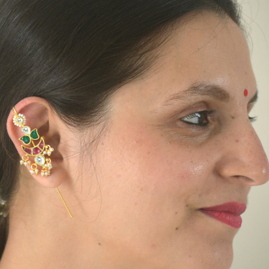 Simaya Designer Earcuffs Pachi Kundan - (2 Pieces Comes in Pair)