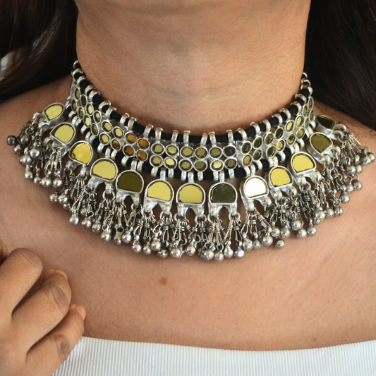 Saumya Golden Glass Choker Necklace