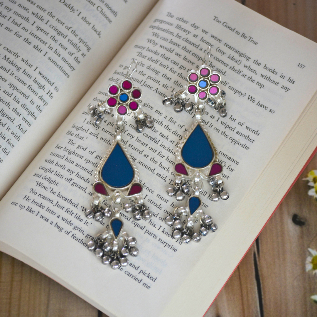 Ragini Long Heavy Glass Earrings