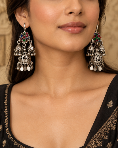 Momina Afghani Medium heavy Jhumki with (thick hooks)