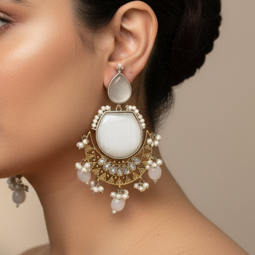 Anjali Big Size stone Earrings