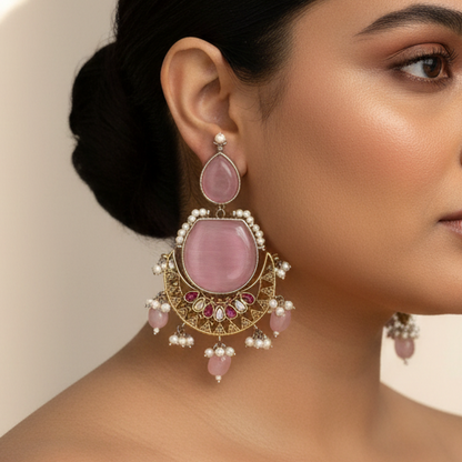 Anjali Big Stone Designer Heavy Earrings