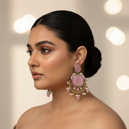 Anjali Big Stone Designer Heavy Earrings
