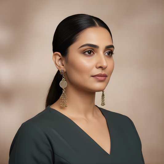 Bahar Long Lightweight Afghani Earrings