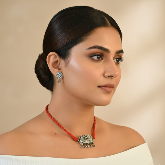 Beena Cute Open Purse style Locket Pendant Set with Earrings- Thread is extendable