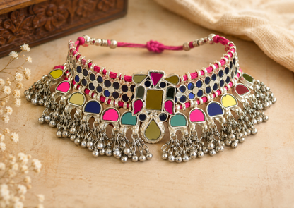 Tejal Multicoloured Glass Choker Necklace