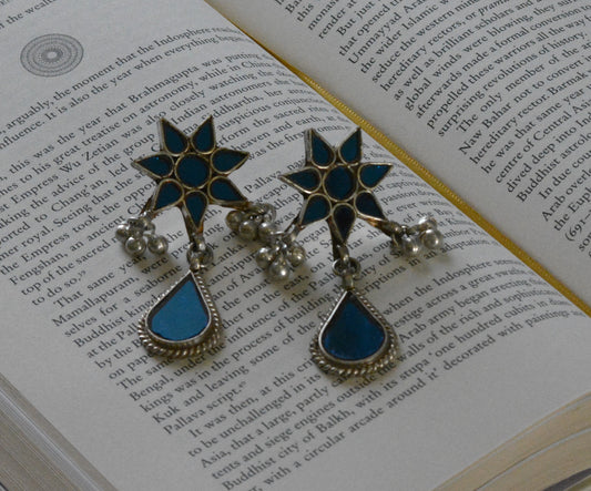 Snigdha Glass Earrings- Glossy blue