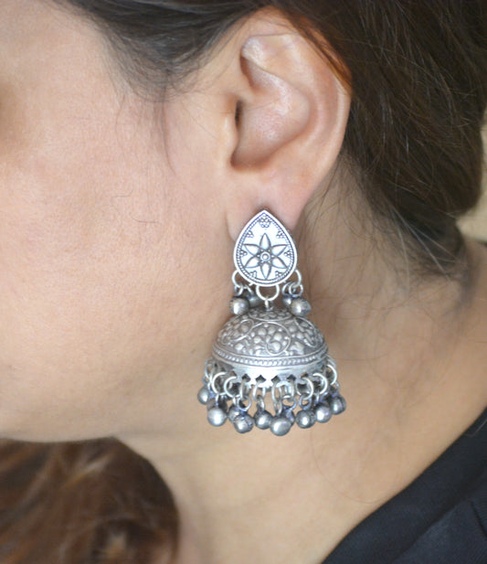 Bhavya Brass  Stud Jhumkis