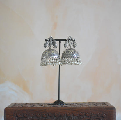 Haathi Brass stud Cute Pearl Jhumkis