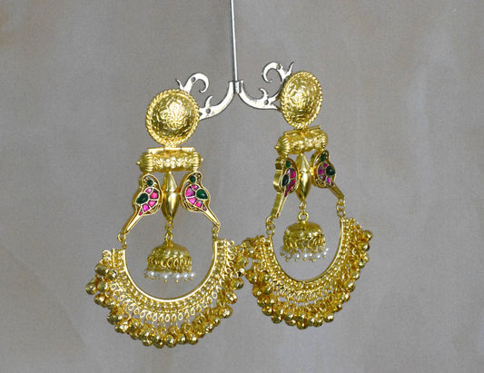 Mehana Gold Finish Kundan Brass Chandbalis