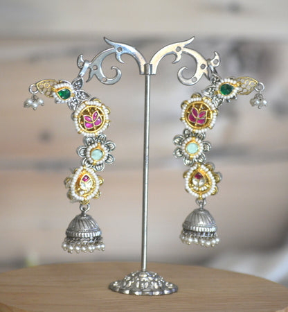 Zarqa Pachi Kundan Earcuffs with Pushback earrings