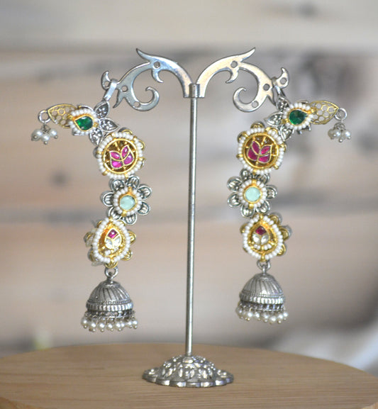 Zarqa Pachi Kundan Earcuffs with Pushback earrings