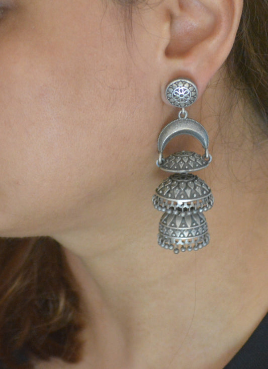 Vidya Brass 2 Layered Jhumka