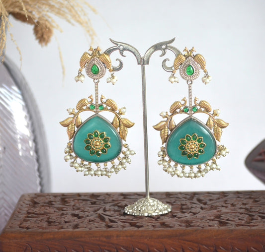 Peacock Stone Kundan Designer Earrings