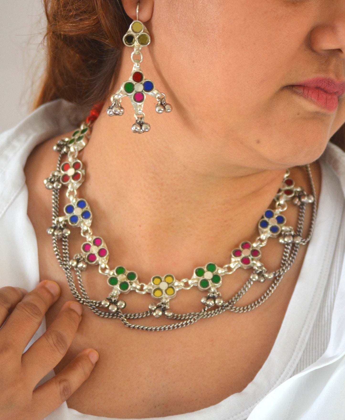 Sonal Glass Necklace Set with Earrings